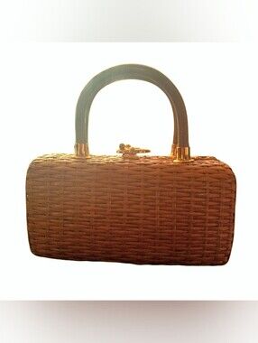 Koret Brown Woven Top-Handle Mini Bag with Black Handle